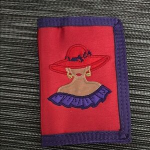 Red and Purple Embroidered Wallet